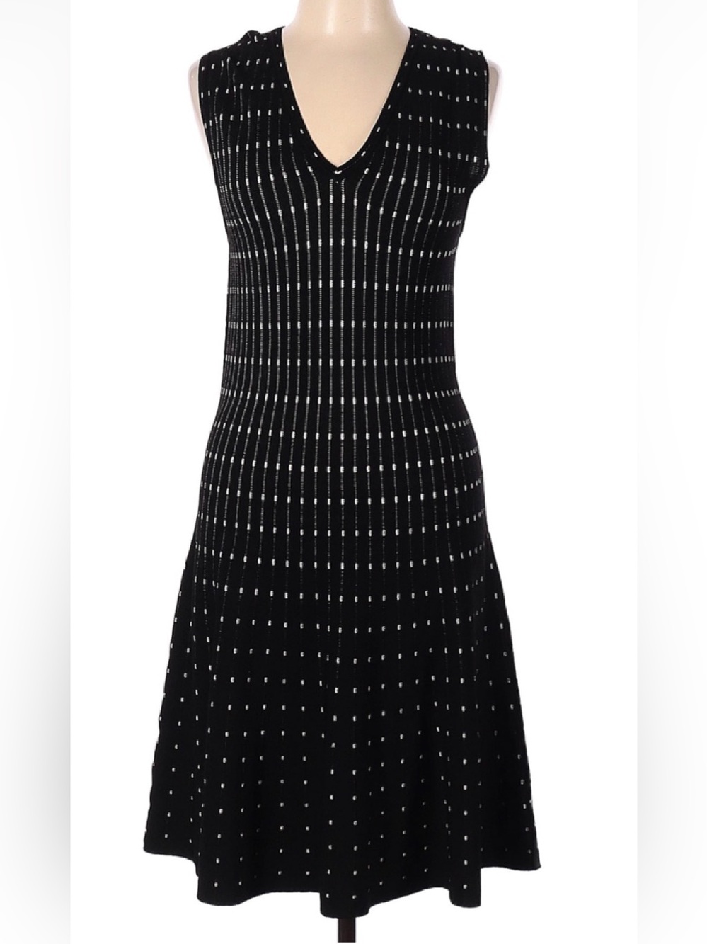 Max Studio Vintage Black Stripe Knit Dress: Y2K Indie Midi - Size L